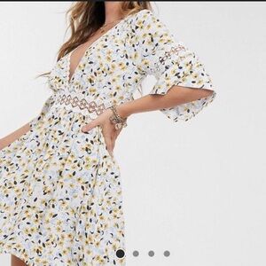 Sisters of the tribe floral lace trim dress